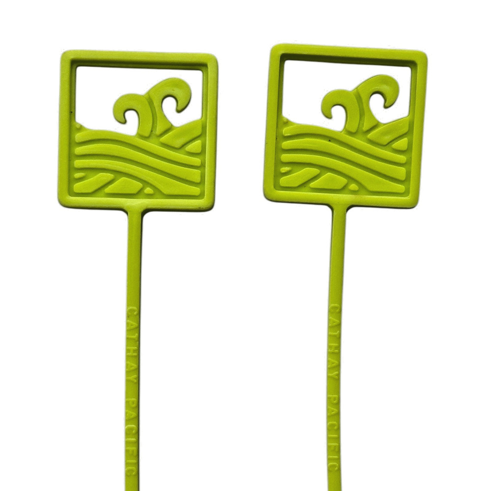 (2) Cathay Pacific Airlines Swizzle Stir Cocktail Stick Green Aviation Vintage
